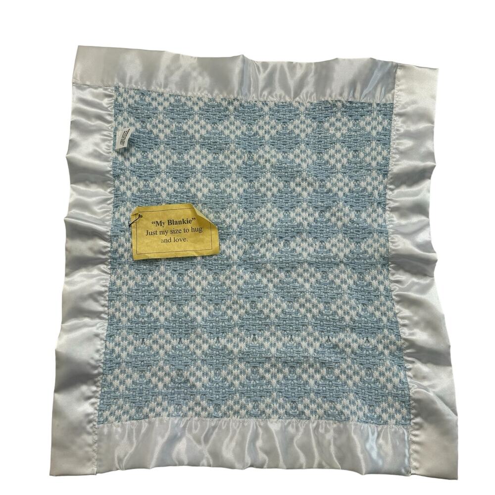 AMANA Woolen Mills *NEW* My Blankie 100% Cotton Blue White Baby Lovey Lovie - Picture 2 of 7